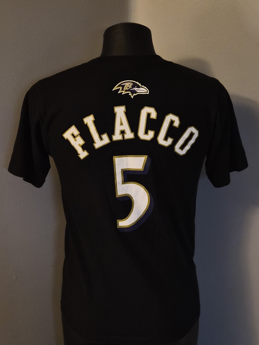 Reebok Baltimore Ravens Joe Flacco #5 Football Graphic T-Shirt Black Size S